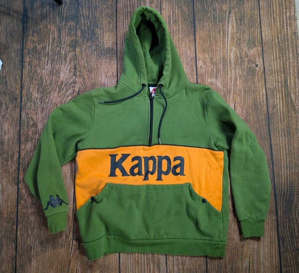 KAPPA Mens Graphic Hoodie Sweatshirt Medium Green Cotton